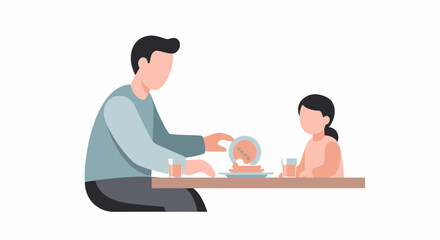 Fototapeta premium Father and daughter sharing a moment at a table.