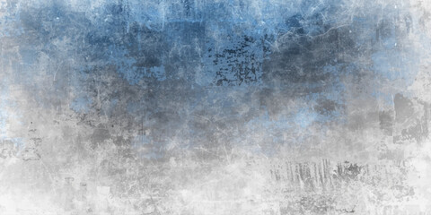 Fototapeta premium Blue water drops on a window and wall surface create a dark blue textured background with misty fog and grunge patterns under a stormy sky backdrop