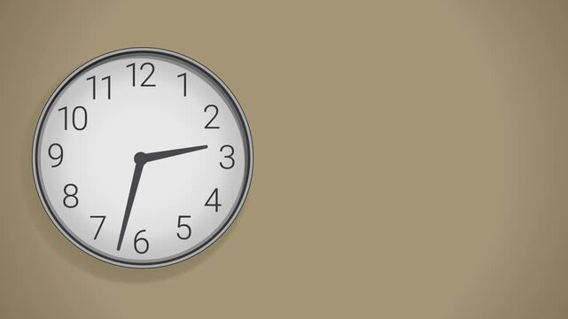 Animated illustration of an Analog wall clock spinning animation through the hour