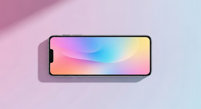 Modern smartphone showcasing a vibrant, abstract gradient wallpaper with soft light and shadow play, evoking a sense of digital beauty and technological sophistication.