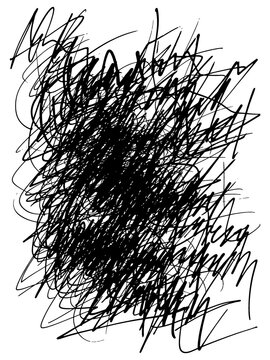 A transparent handwritten grunge texture illustration with messy lines and scribbles