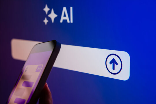 Writing AI promt in a modern office.