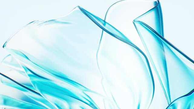 Flowing transparent blue wave cloth background, 3d rendering.