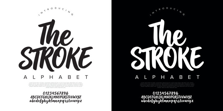 The Stroke elegant brush script font for wedding invitation branding and feminine logo design
