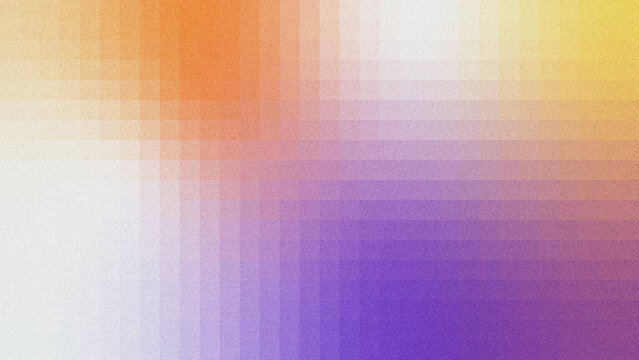 Abstract gradient grid background with grainy texture, blending warm orange-yellow and cool purple hues. Modern geometric design.