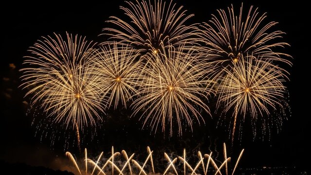 Colorful fireworks exploding in night sky