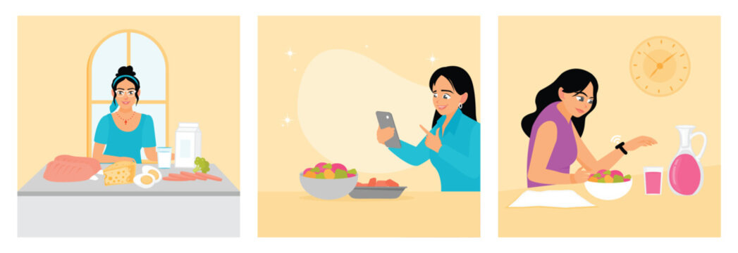 Dukan diet concept. Food Content marketing. Intermittent fasting.