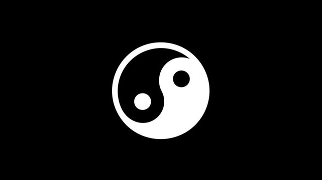 Yin Yang Symbol Animation, Balance and Harmony Motion Graphic. Animated Yin and Yang Icon.