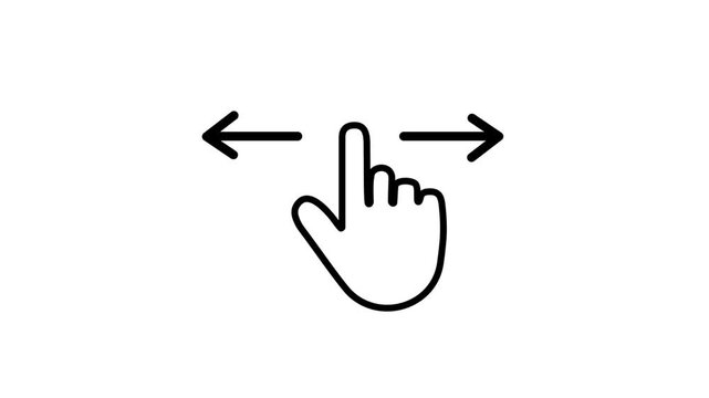 Horizontal Scroll Gesture Icon Animation with Alpha Channel. Left and Right Swipe Motion Graphic.