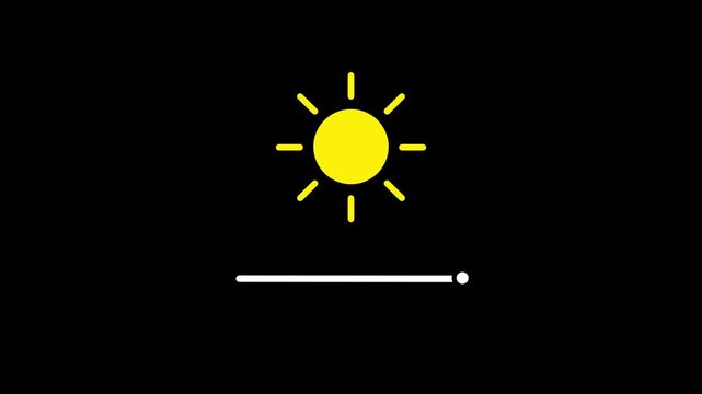 Brightness Adjustment Icon Animation, Screen Setting Symbol on Transparent Background