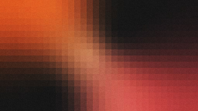 Abstract warm-toned gradient grid background with grainy noise texture. Features smooth transitions between orange, red, and black, ideal for modern design, tech, or creative projects.