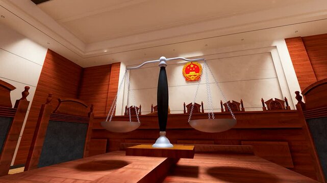 The Defendant's Stand and Gavel in a Chinese Courtroom