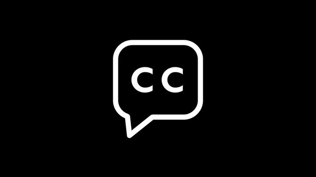 Closed Caption Icon Animation Speech Bubble CC Symbol. Subtitle Caption Icon Animation Minimal Line Design.