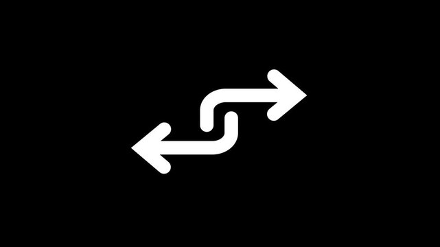 Bidirectional Arrows Icon Animation on Black Background. Two curved arrows icon Animation.