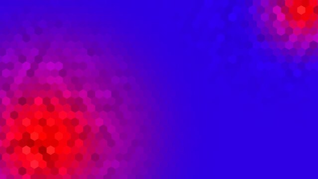 background design with blue, purple, and red gradient hexagon pattern surface. gradient with large and small semicircular shapes on 2 sides of the background diagonal