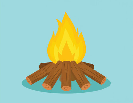 Adobe Illustrator Artwork of Campfire Illustration with Logs and Flames