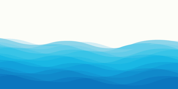 Abstract vectorized background with waves in shades of blue, vector illustration of sea waves.