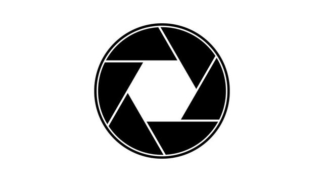 Camera Aperture Icon Shutter Symbol Minimal Design. Photography Lens Aperture Graphic Black and White. Camera Shutter Icon Circular Aperture Illustration.
