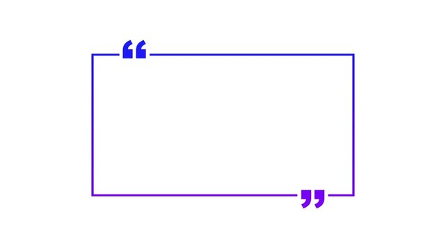 Quote Frame with Purple Gradient Border and Quotation Marks. Speech Quote Box Minimal Design with Gradient Outline.