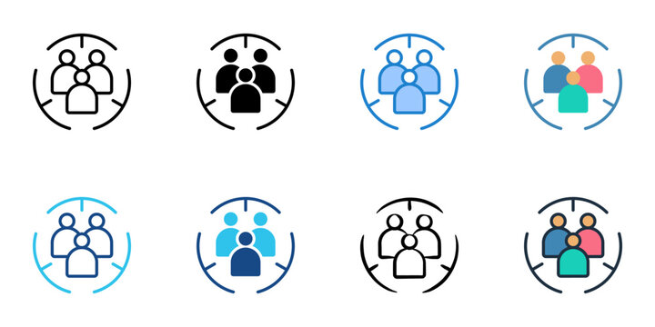 Focus group icons set multiple style collection. Editable stroke 
