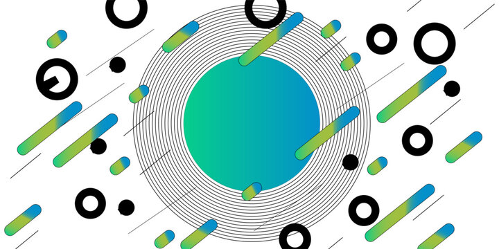 Blue green abstract background overlap layer on dark space with circles effect decoration. Modern graphic design element geometric style concept for web banner, art, flyer, card, or brochure cover.