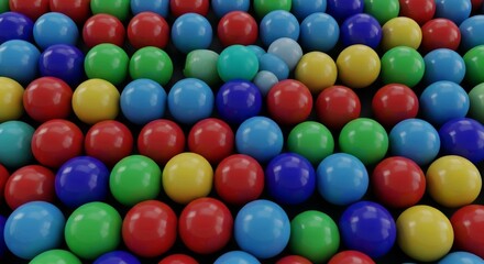 Fototapeta premium A dynamic and energetic overhead shot of numerous glossy, multi-colored spheres creating a dense and rhythmic abstract geometric pattern, abstract, colorful, collection