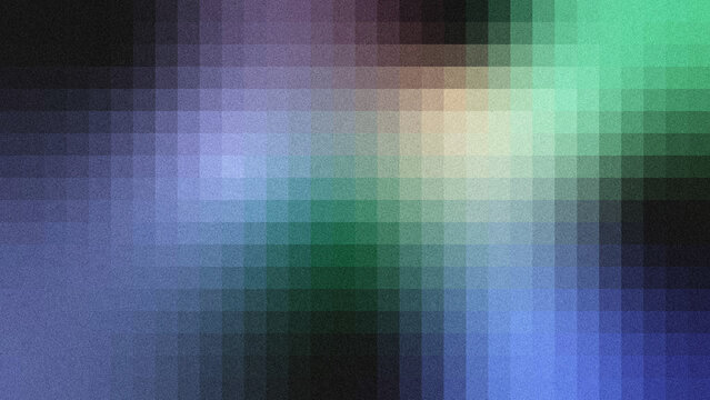 Abstract grainy gradient grid background with smooth color transitions in blue, green, purple, and neutral tones, featuring a textured, retro noise effect. 