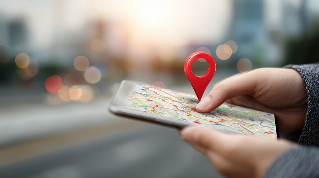 Smartphone with map, 3D Map pins, GPS, navigator pin checking points, 3D World Map icon, technology and application mobile smart phone with mobile, delivery tracking, transportation, generate by AI