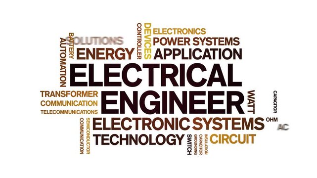 Electrical Engineer animated word cloud-text design animation tag kinetic typography seamless loop.
