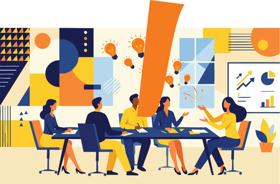 High-performance cross-functional team collaborating on innovative marketing strategies and creative problem-solving in a modern workspace