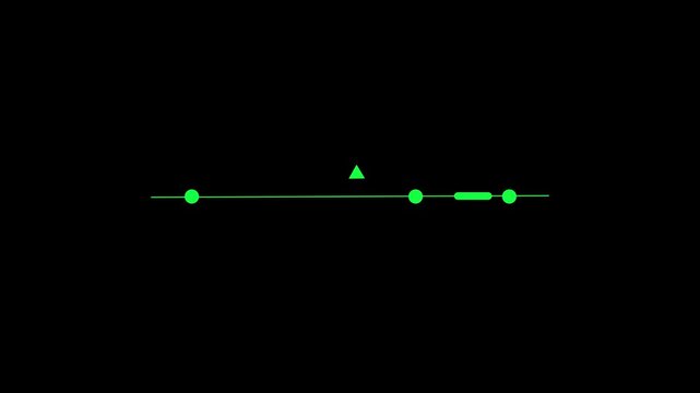 Animated progression of green line with circular markers on black background