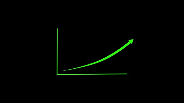 Line graph progression showing exponential growth over time three frames