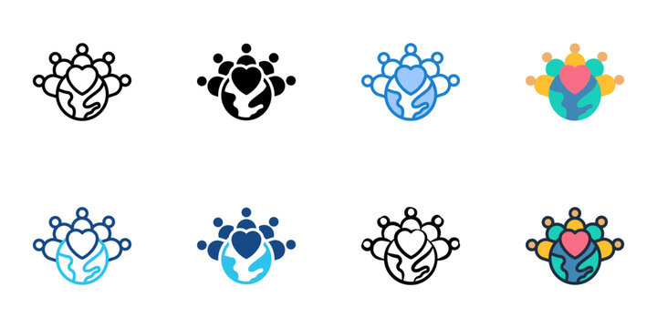 Social impact branding icons set multiple style collection. Editable stroke 

