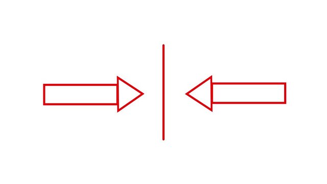 Red arrow icon sequence animating left and right on white background