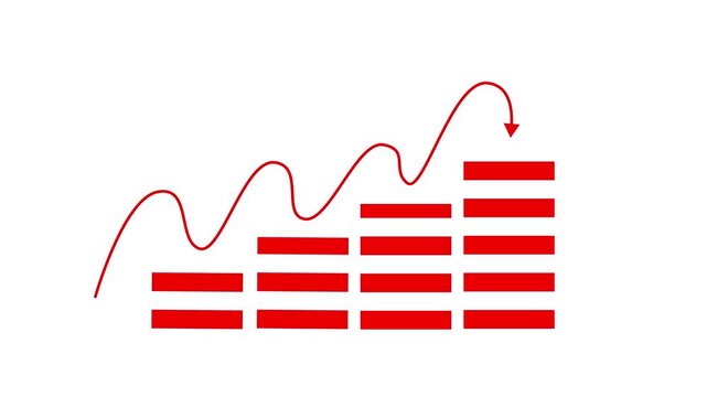Stock chart progression showing growth and decline three panel sequence high quality