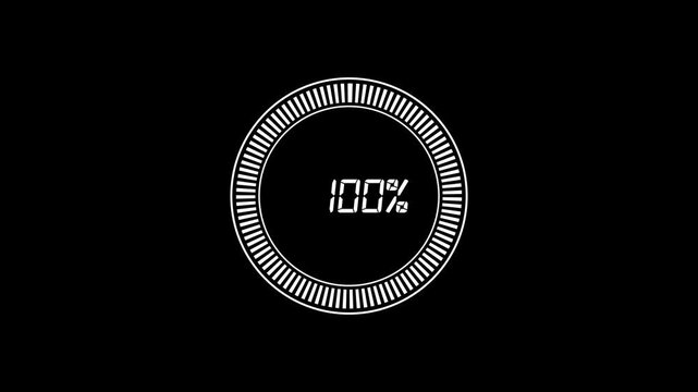 Battery charging progress icons showing 24 100 and 100 percent on black background