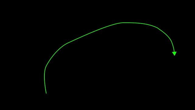 Green spiral lines progressing through stages on black background high quality