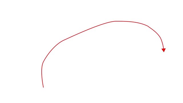Red line drawing evolving into a spiral shape three frame sequence
