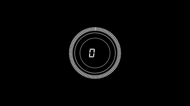 Digital timer countdown interface with circular progress bar three frames