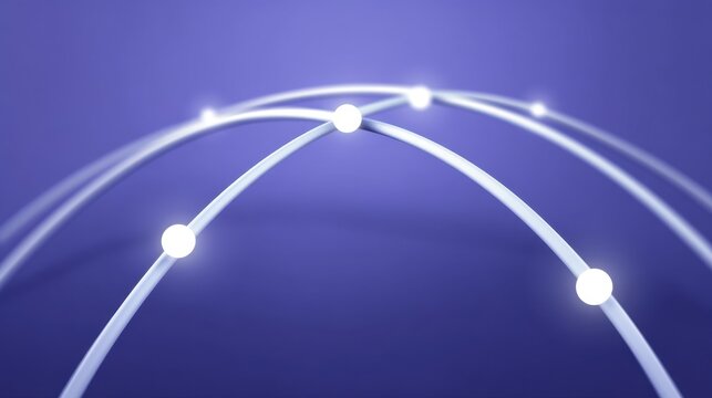 Abstract illustration of glowing lines connecting points in a vibrant purple background representing communication and network technology concepts