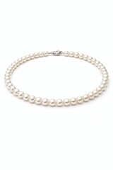 Obraz premium White Freshwater Pearl Necklace with Silver Clasp Isolated on White