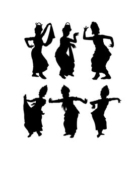 Balinese Indonesia traditional dancer costume, Legong Bali dance performance silhouette