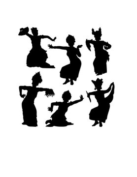 Balinese Indonesia traditional dancer costume, Legong Bali dance performance silhouette