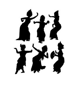 Balinese Indonesia traditional dancer costume, Legong Bali dance performance silhouette
