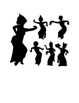 Balinese Indonesia traditional dancer costume, Legong Bali dance performance silhouette
