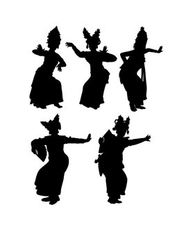 Balinese Indonesia traditional dancer costume, Legong Bali dance performance silhouette