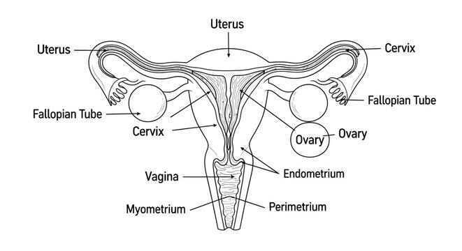 Detailed Diagram of the Female Reproductive System Anatomy.