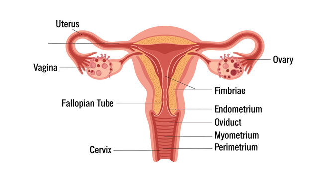 Detailed Diagram of the Female Reproductive System Anatomy.