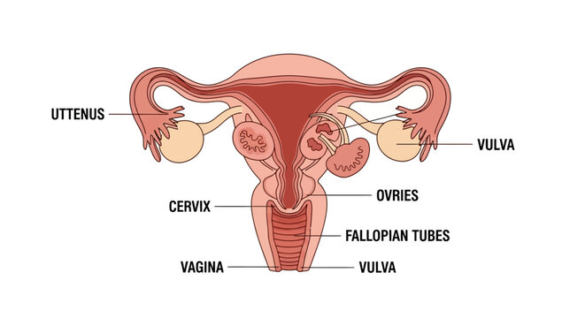Detailed Diagram of the Female Reproductive System Anatomy.