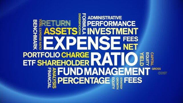 Expense Ratio animated word cloud-text design animation tag kinetic typography seamless loop.
